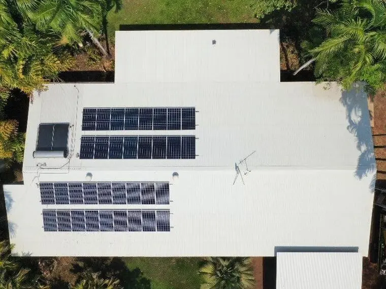 Solar panels on a Territory roof seen from above after cleaning